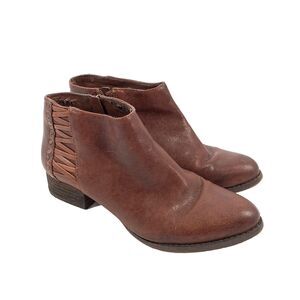 Vince Camuto Cateen Leather Ankle Booties Size 6 Womens Brown Laced Low Boots